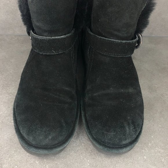 Bearpaw 2012 Koko Faux Fur Suede Ankle Boot Bootie, Black, Women's 9 - Picture 3 of 9